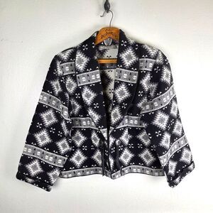 Southwest Canyon Boho Western Black Aztec Geometric Jacket Size Medium